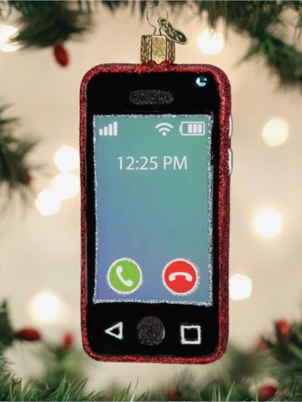 Red Smartphone Christmas Tree Ornament
